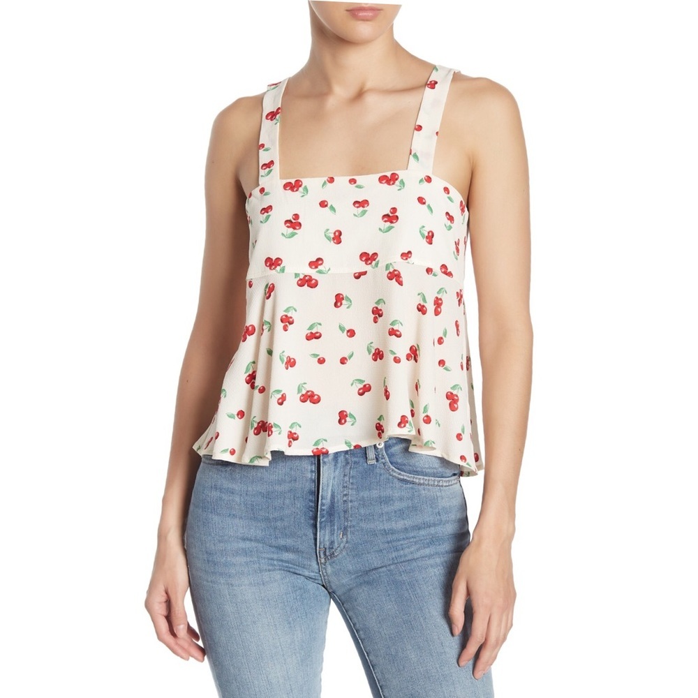 Favlux Cherry Print Babydoll Top NWOT